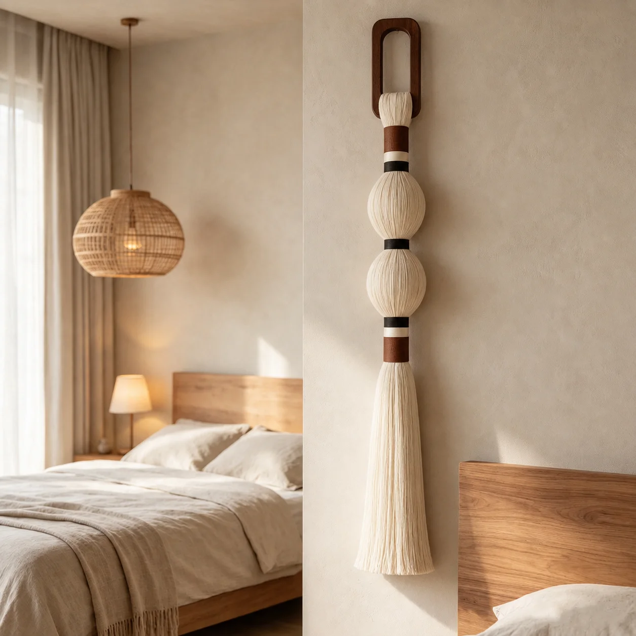 와비사비 천연 볼 태슬 벽걸이 수공예 텍스처드 벽 장식 - Interior Design Modern 리뷰 및 가격