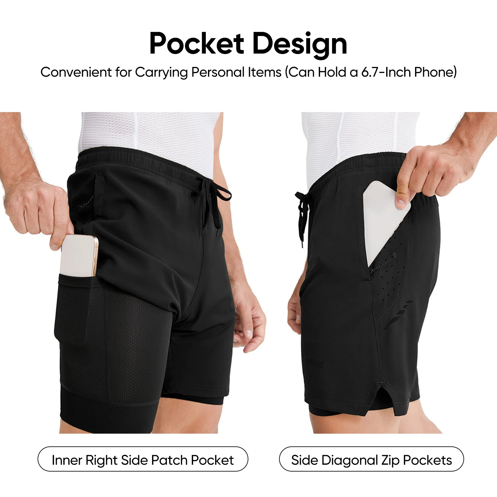 Riding Pants 2 in 1 Bike Commuting Riding Pants Shock Absorbing Sweat-wicking Quick-dry Ventilation Reflective Hiking Shorts