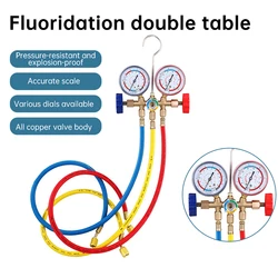Refrigerant Manifold Gauge Set Air Conditioning Tools with Hose and Hook for R12 R22 R404A R134A Pressure Refrigerant Double
