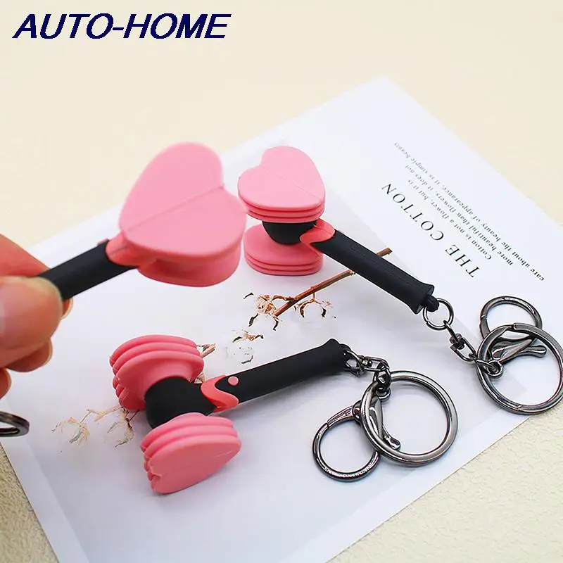 Korean Stars Love Hammer Keychain Cut Rescue Stick Key Ring For Men Women Car Bag Pendant Toy Jewelry Fans Gift