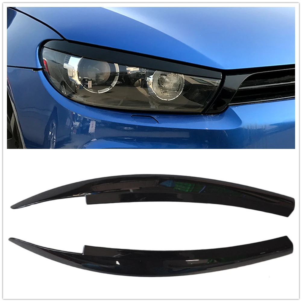 

For Volkswagen VW Scirocco 2008-2017 Headlight Eyebrow Headlamp Eyelid Black Car Front Head Light Lamp Brow Cover Sticker Trim