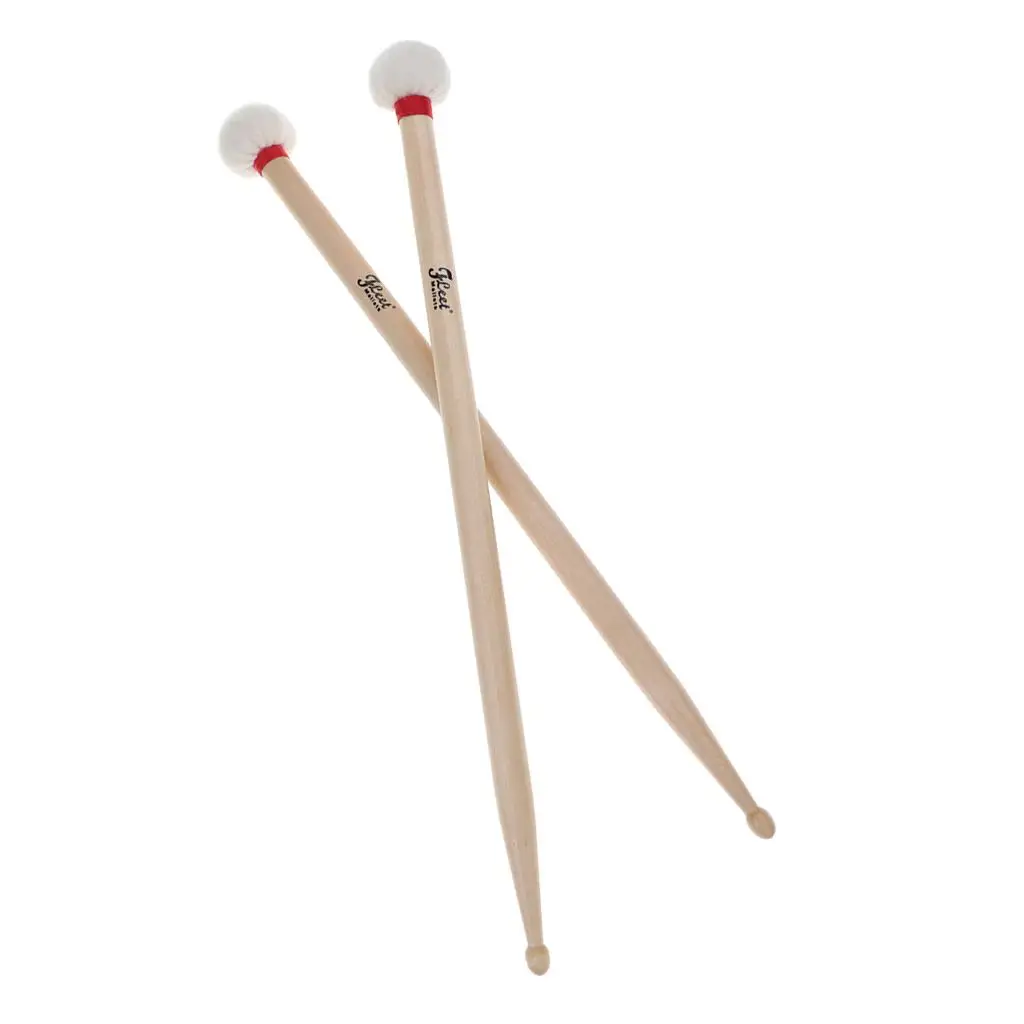 Pack of 2 5B Soft Cotton Hammer Head Drumsticks Mallets for Jazz Drum Cymbal Timpani Replacement Parts