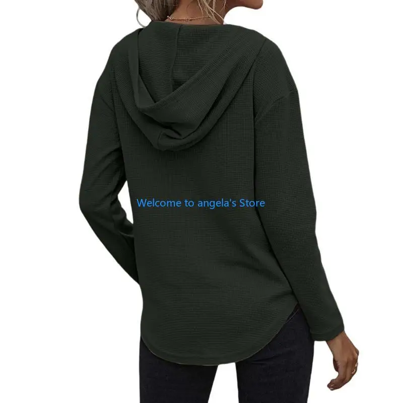 X4YC Damen V-Ausschnitt Hoodies Langarm Sweatshirt Kordelzug Pullover Tops mit Tasche