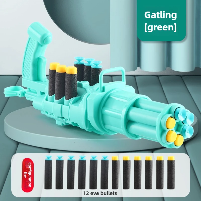 Gatling Soft Bullet Blaster Lanciarazzi Dardo morbido Pistola giocattolo Ragazzi Pistola giocattolo da tiro sicura all'aperto Regali per bambini dai 4 ai 8 anni