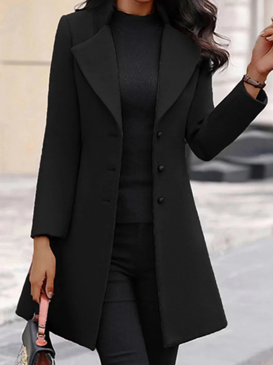 Veste mi-longue coupe cintrée pour femmes, vêtements d'extérieur de couleur, manteau Long Sve de rue, couleur Pure, manteau pour dames