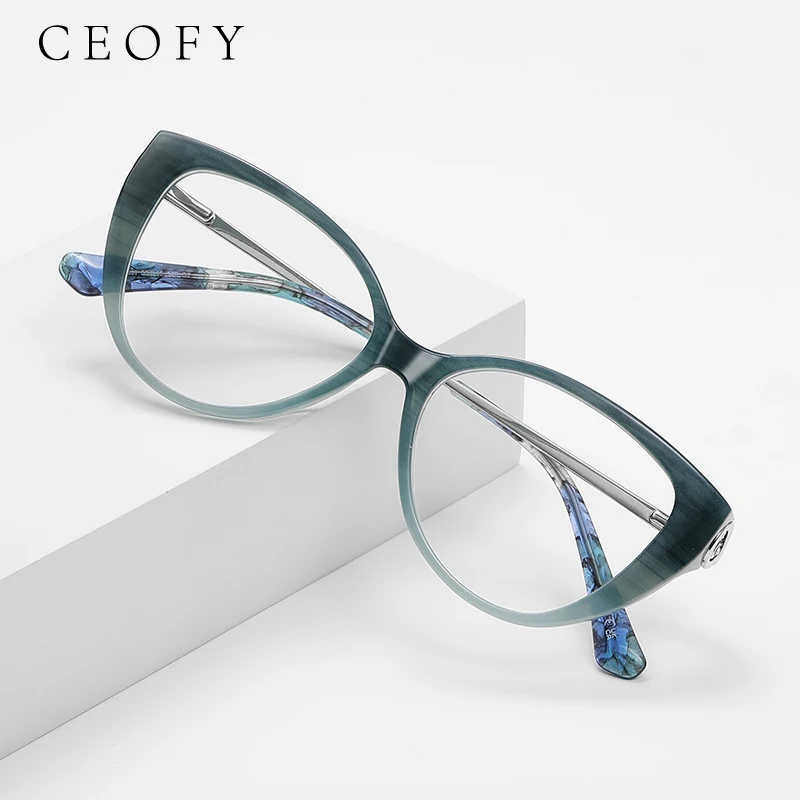 

Ceofy женская модная оправа для очков «кошачий глаз» для близорукости, оптическая винтажная оправа для очков по рецепту, Новое поступление 2025 г.