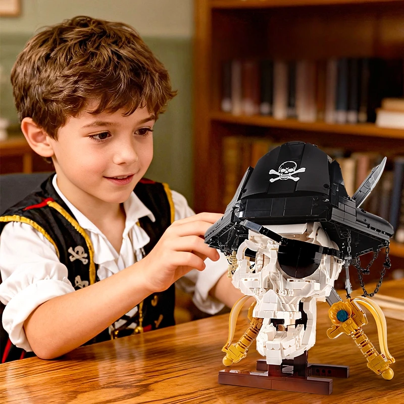 FUNXINEE 1167PCS Scheletro Barca Pirata MOC Kit di Costruzione Rimovibile Cutlass Modello di Visualizzazione 3D Creativo Desktop Decor Regalo Tutte Le Età