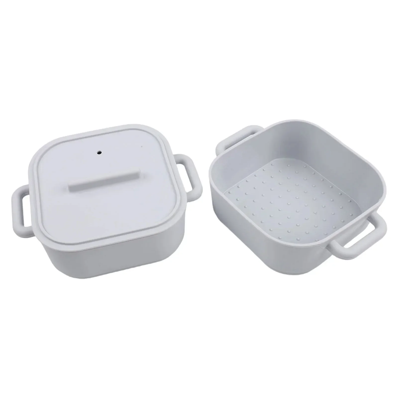 

2 силиконовые миски для приготовления на пару с ручкой, пригодные для использования в микроволновой печи и духовке, контейнеры для хранения продуктов для быстрого и здорового приготовления пищи