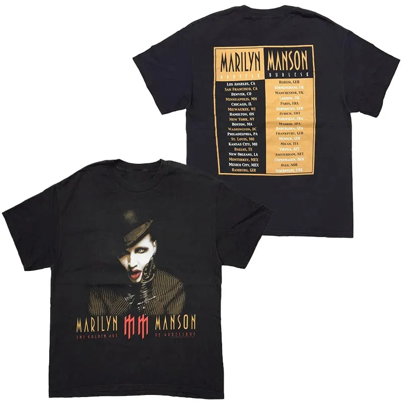 Marilyn Mansons abstraktes amerikanisches Retro-Streetwear-Kurzarm-T-Shirt im Oversized-Stil