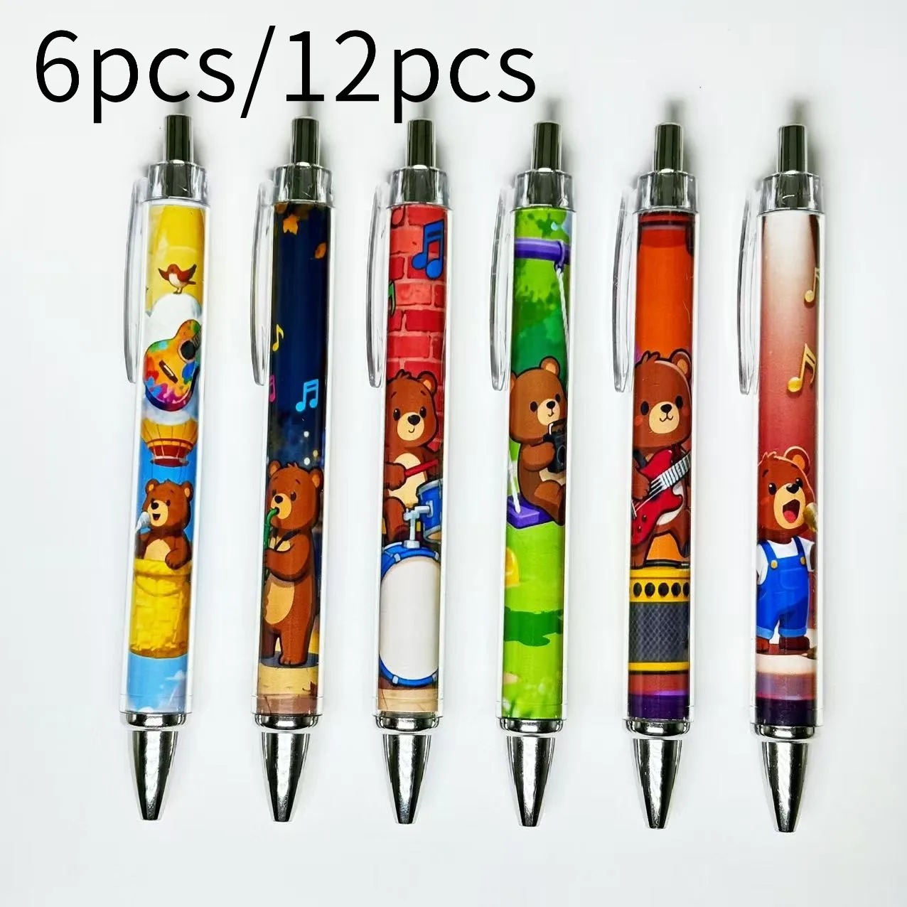 

6 шт./12 шт. креативная шариковая ручка на тематике медведя, шариковая ручка музыкального медведя, ручка для письма для студентов и учителей
