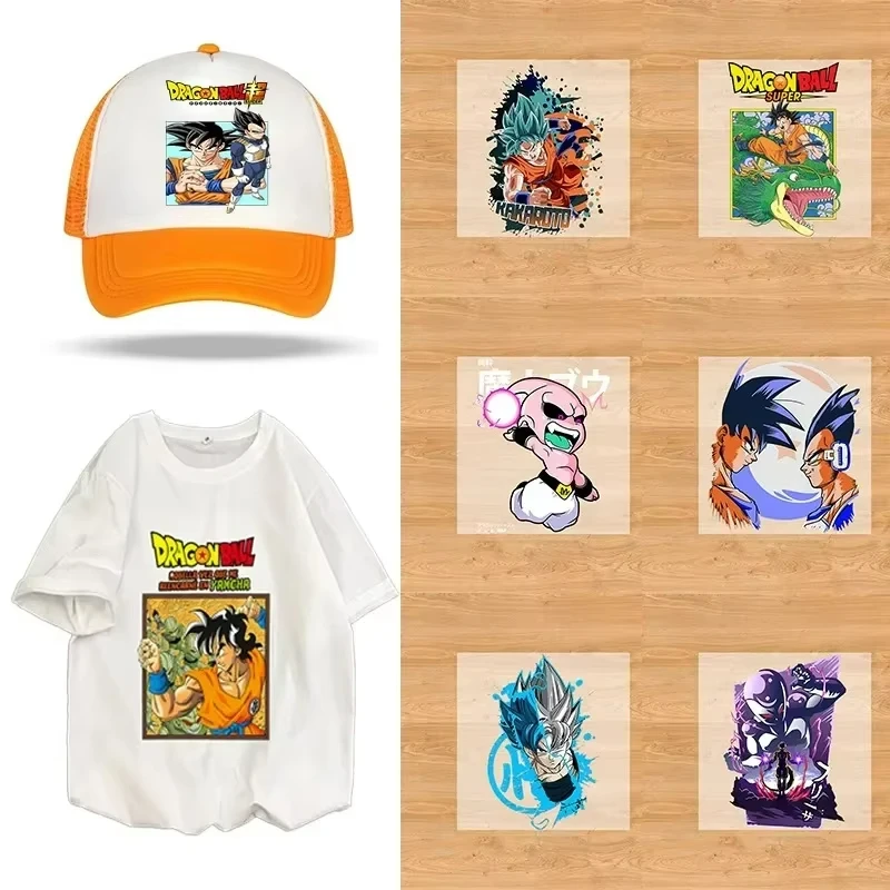 

2pcs Dragon Ball Patches Clothing Heat Transfer Stickers Anime Son Goku T-Shirt Ironing Patch Decals Stickers DIY Clothes Kids