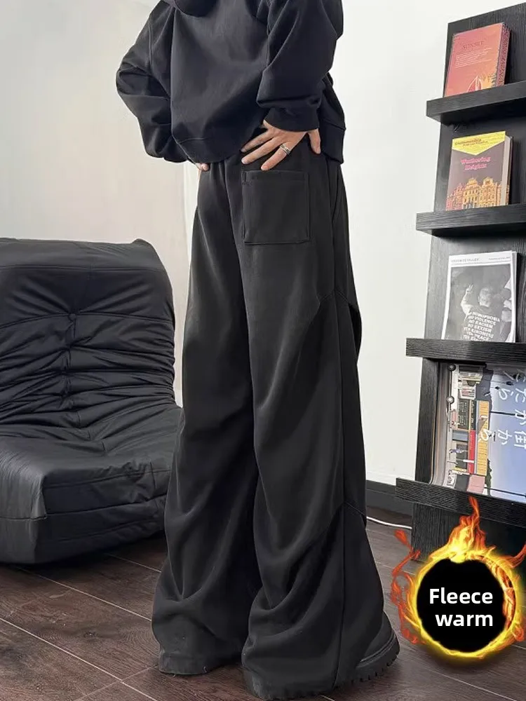 American Sle Thiened Waed Pantaloni a coltello piegato Pantaloni sportivi casual foderati in Fce invernale da uomo Cleanfit