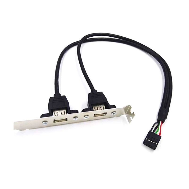 Y1UB Motherboard USB 2.0 9Pin to Dual USB Shield Cable USB Rear Chassis Baffle Cable