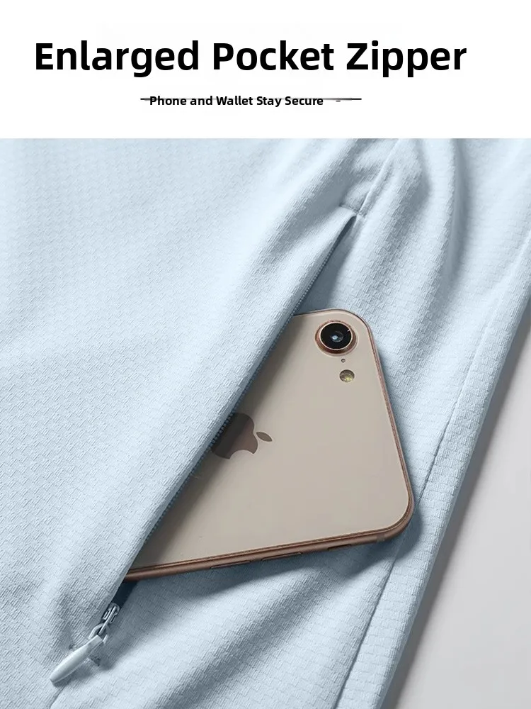 Protezione UV da uomo in seta di ghiaccio leggera e traspirante Pelle irt Summer Fiing Cycling Jaet Qui Chiusura con cerniera asciutta con cappuccio