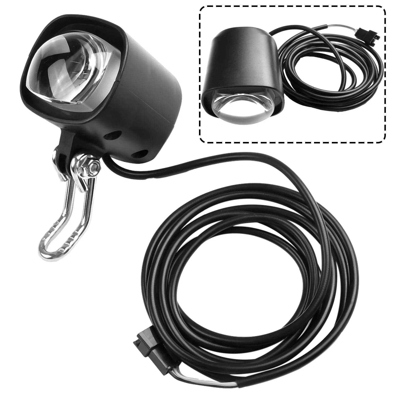 

36-60V Electric Bicycle Light With Horn LED Electric Scooter Front Light Waterproof Headlight For E-Bikes Accessories Lamp