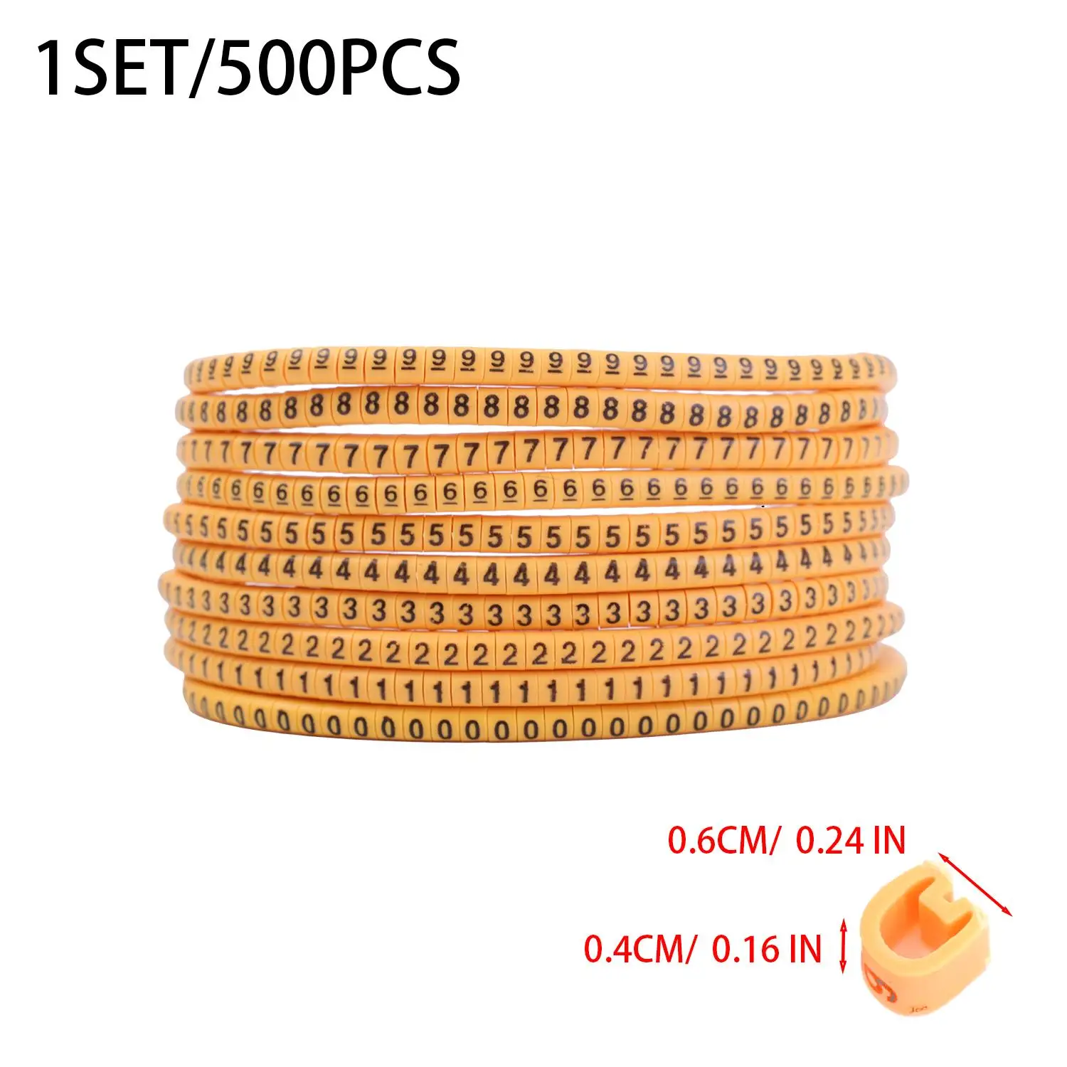 500 Stück Kabelmarkierer EC-0 EC-1 Markierungsnummern 0 bis 9, farbig, 2,5 mm² Isolierung, PVC-Kabelmarkierer, Kabelmarkierungs-Etiketten