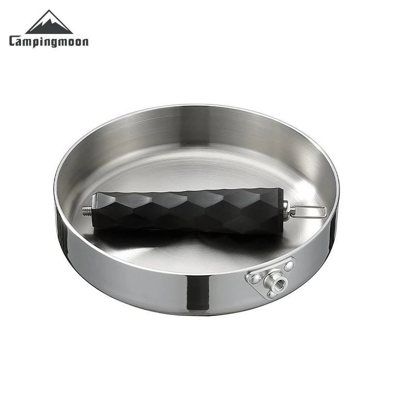 CMPIANGMOON CC-19 camping three-layer steel frying pan, portable and detachable handle, deep frying pan view 6