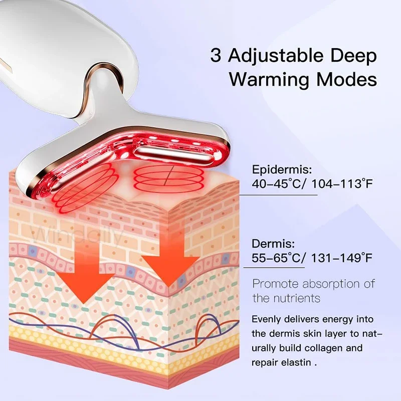 อุปกรณ์ยกคอใบหน้าการสั่นสะเทือน EMS เครื่องนวดหน้า LED Light Therapy เครื่องกระชับผิวริ้วรอย Remover Skin Care เครื่องมือ