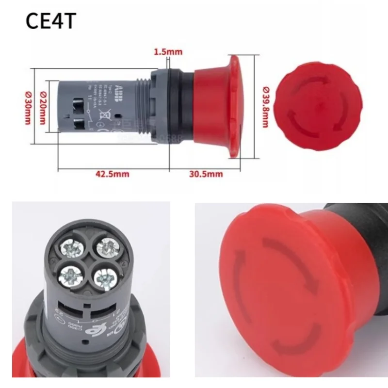 ABB CE4T-10R-11 EMERGENCY STOP SWITCH FIT KIPOR GENERATOR KDE12000EA3 KDE12EA KDE12STA3 KDE12EA3 KDE19EA KDE19STA STOP BUTTON