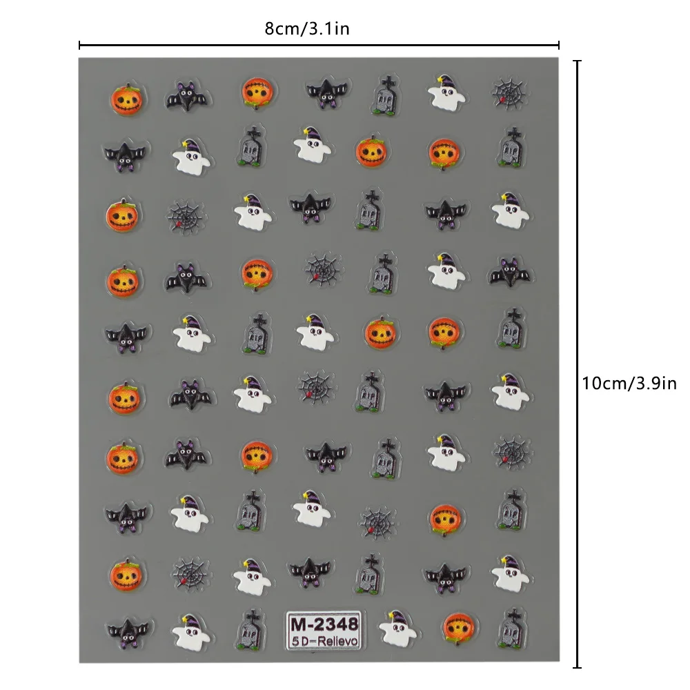 1/5/10pcs Zucca Fantasma Pipistrello Adesivi Per Unghie 5D In Rilievo Halloween Unghie artistiche Adesivi Manicure FAI DA TE Decorazione autoadesiva Decalcomanie