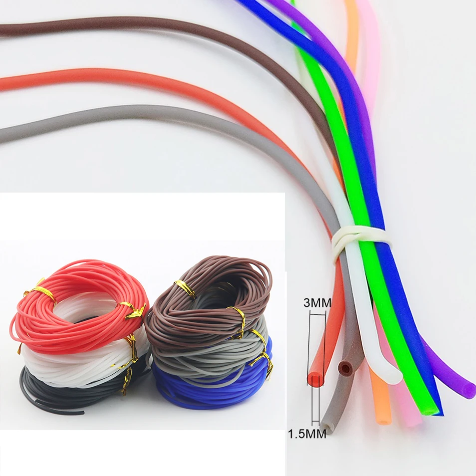 2/3/5M/LOT 3MM Hollow Rubber Tube Rope Stretch Candy Color Hose DIY Jewelry Necklace Bracelet Making Accessories Charm Find