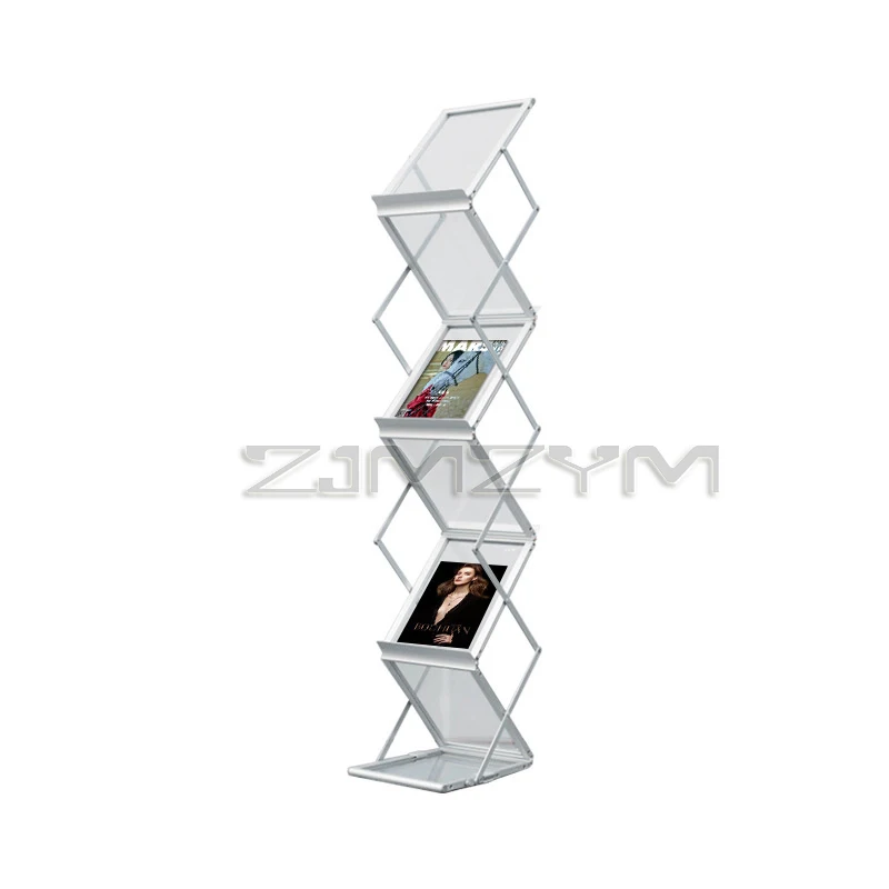 Nordic Folding Bookshelf Home Vertical Floor-to-ceiling Magazine Rack Floor-to-ceiling Creative Art Storage Shelf