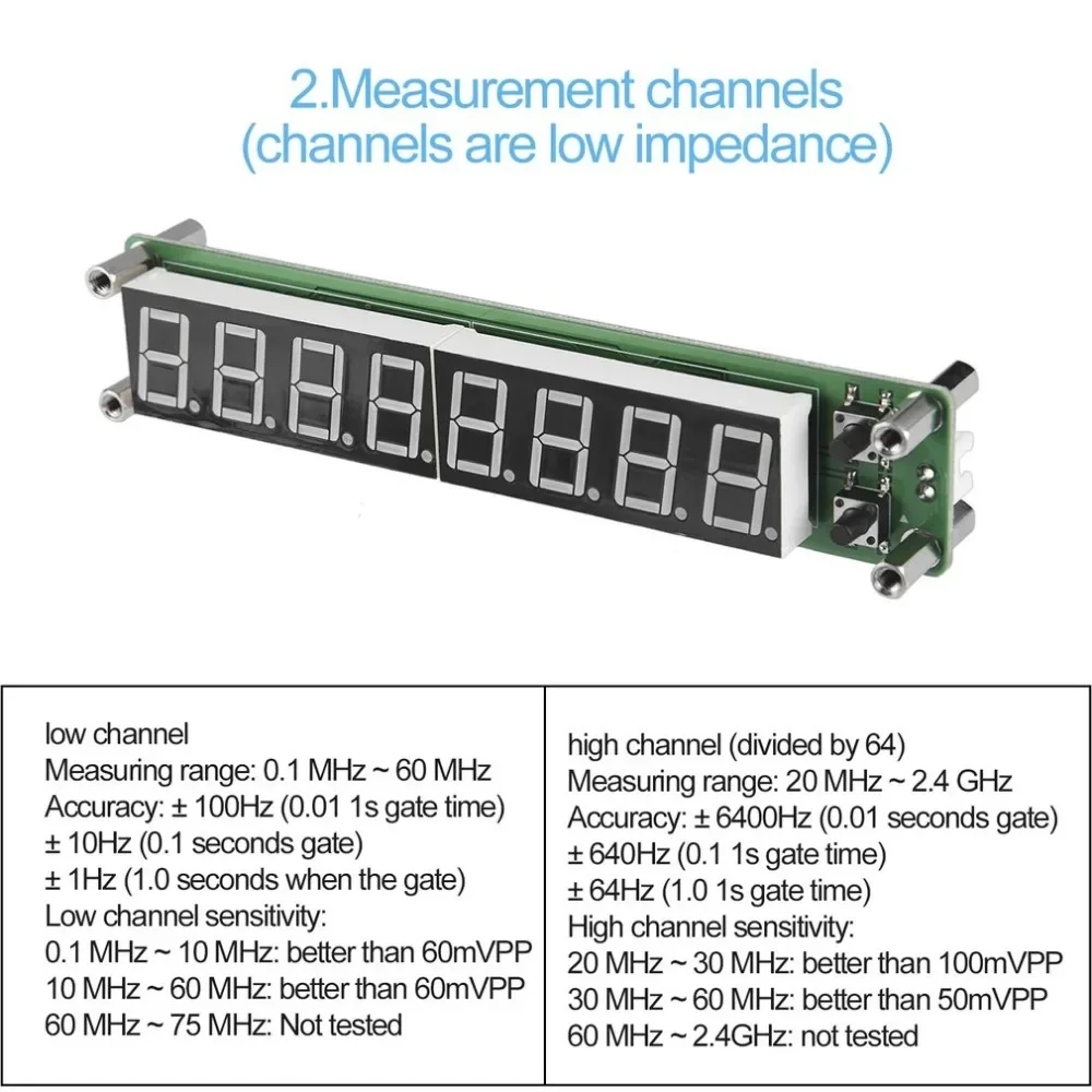 PLJ-8LED 0.1 Tot 60Mhz 20Mhz Tot 2400Mhz 2.4Ghz Rf Signaalfrequentieteller Cymometer Metertester