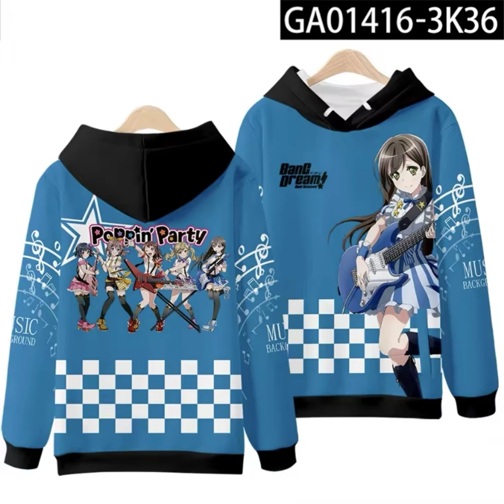 Anime BanG Dream! 3D Print Men's Hoodie Casual Harajuku Long Sleeves Oversized Outdoor Pullover Sweatshirt Kids Unisex Clothing