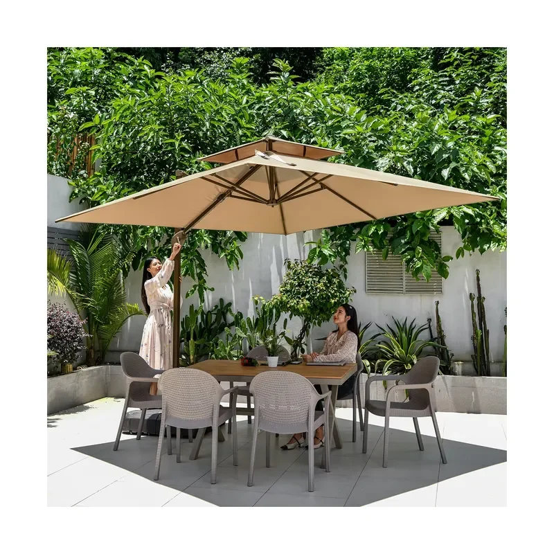 [280 Grams Canopy Polyester]155kg After Filled Water Wheels Base Garden/Hotel/Coffee Shop/Rustaurant/Patio/Courtyard Umbrella