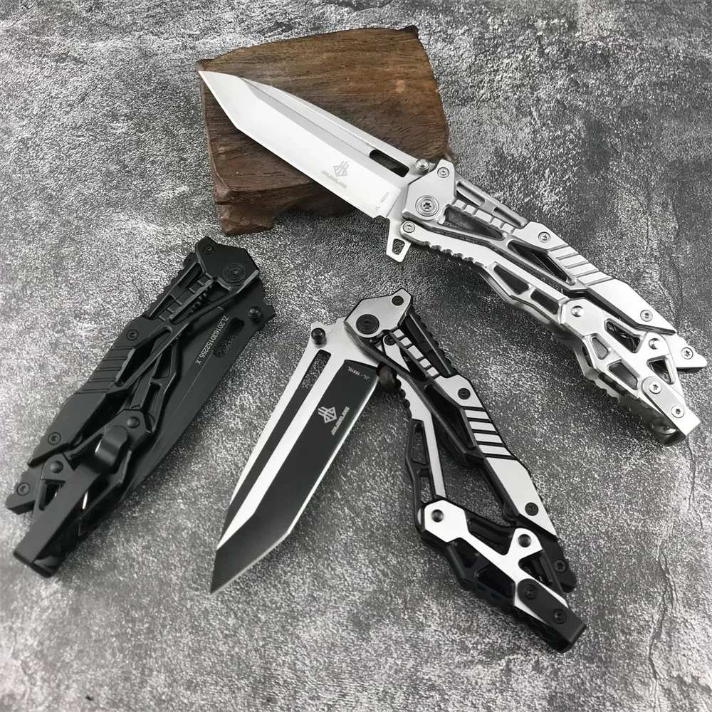 High Quality Mechanical Folding Pocket Knives Outdoor Survival Hunting EDC Tool with Clip 5CR13MOV Blade All Steel Handle