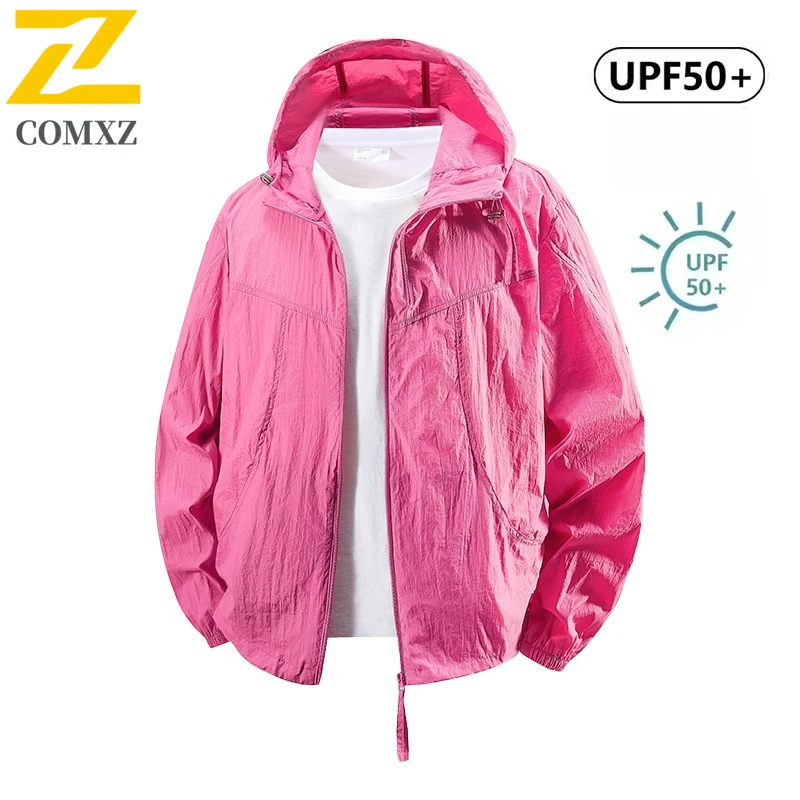 Summer Ice Silk Sunscreen Clothes Men's Women's Solid Color Thin UV Protection Skin Jacket Casual Camping Fishing Breathable Top