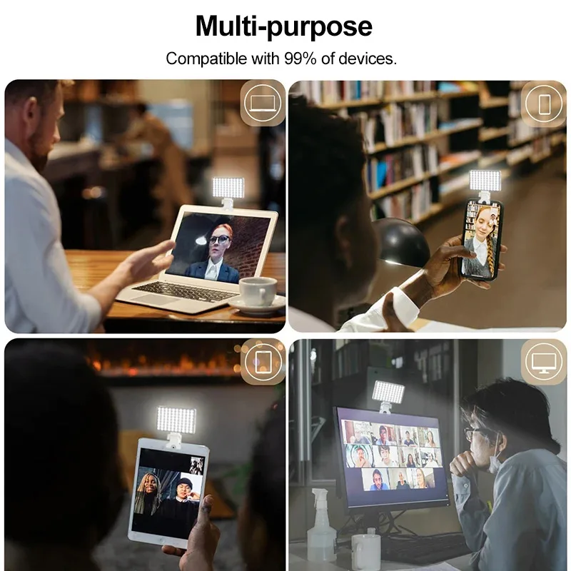 ไฟเติม RGB พกพา ANLAIKE V12A สำหรับโทรศัพท์มือถือ คลิปติดตั้งบนโต๊ะ สำหรับถ่ายวิดีโอสด กล้องเซลฟี่ สร้างบรรยากาศ