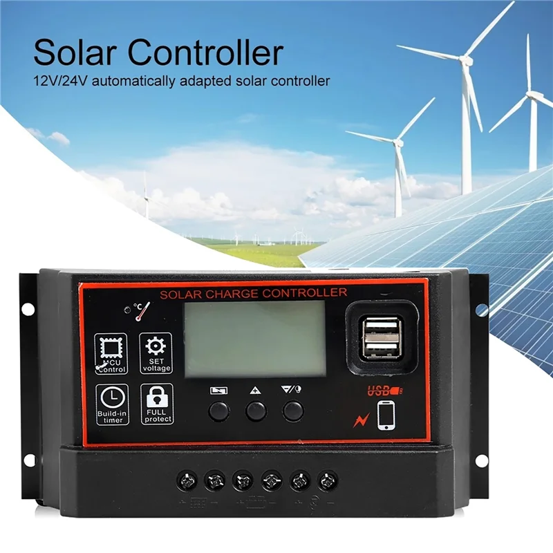 10/20/30/40/50/60/100A 12V/24V Solar Controller Digital Display LCD Screen Automatic Solar Panels Battery Charge Controller