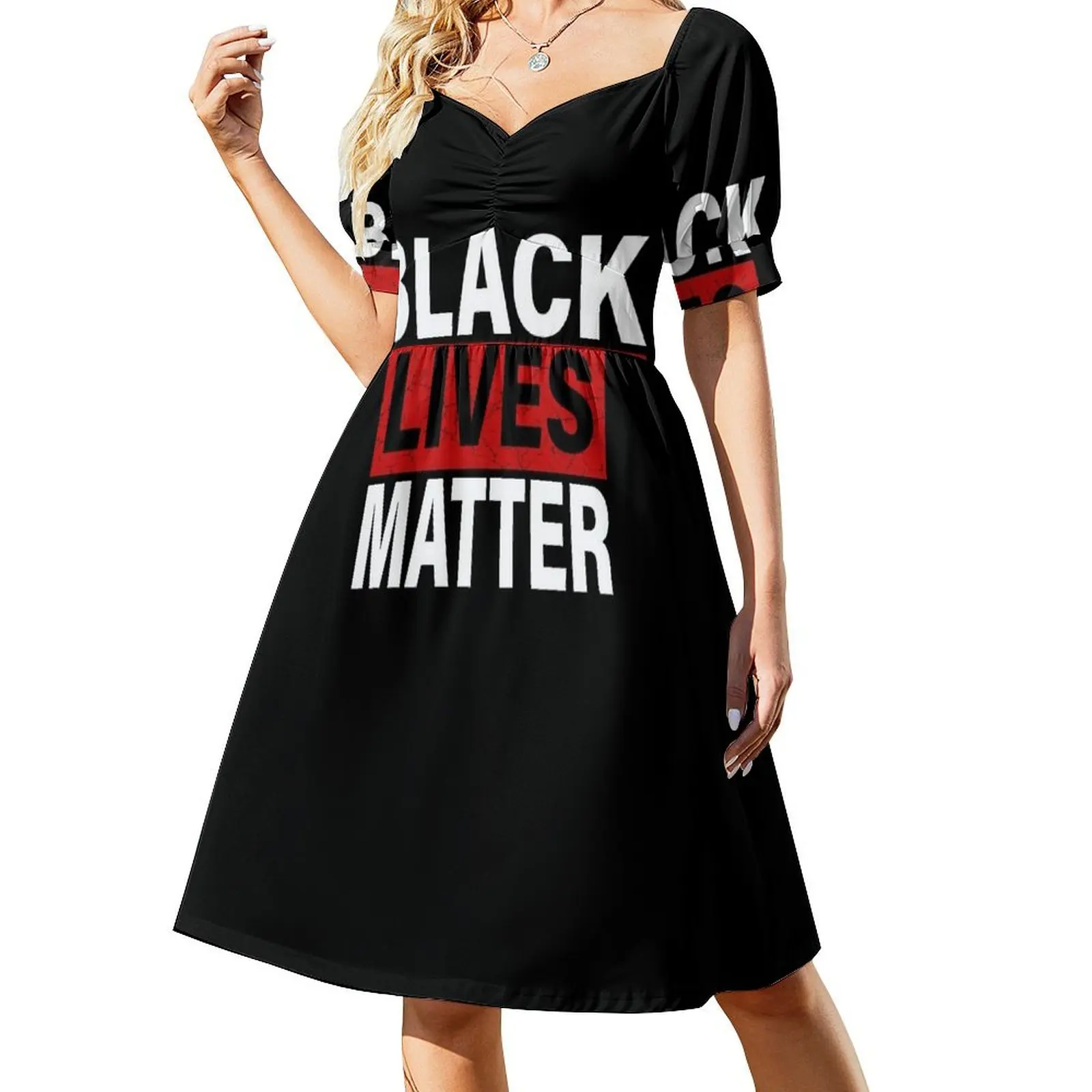 Black Lives Matter T-Shirt With Names Of Victims - BLM Sukienka z krótkim rękawem Sukienka urodzinowa w koreańskim stylu