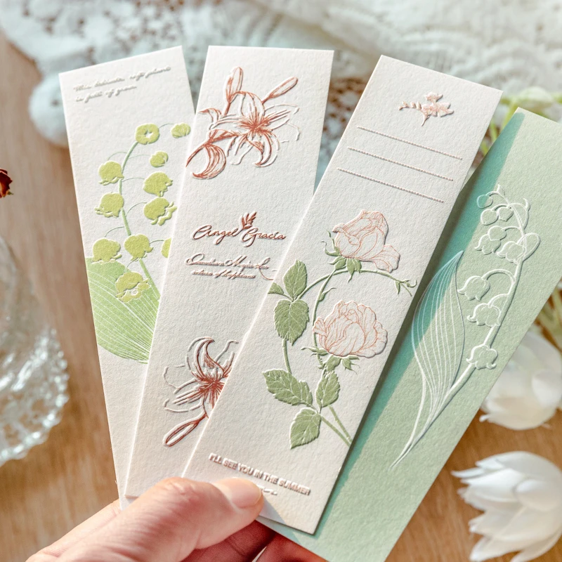 20pcs Nature Imprinting Bookmark Set Relief Flower Paper Memo Page Marker for Books Unique Reading Gift F7461