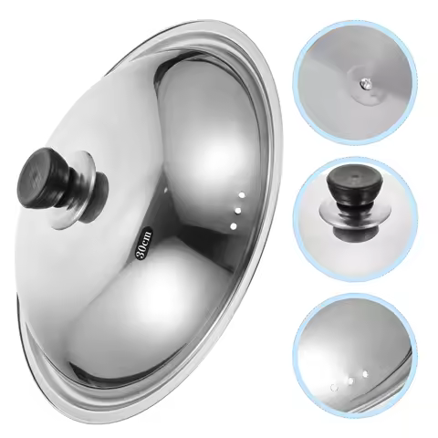 Stainless Steel Pan Lid with Heat-Resistant Handle Multi-Function Round Pot Cover for Quick Steaming Easy Cleaning Kitchen