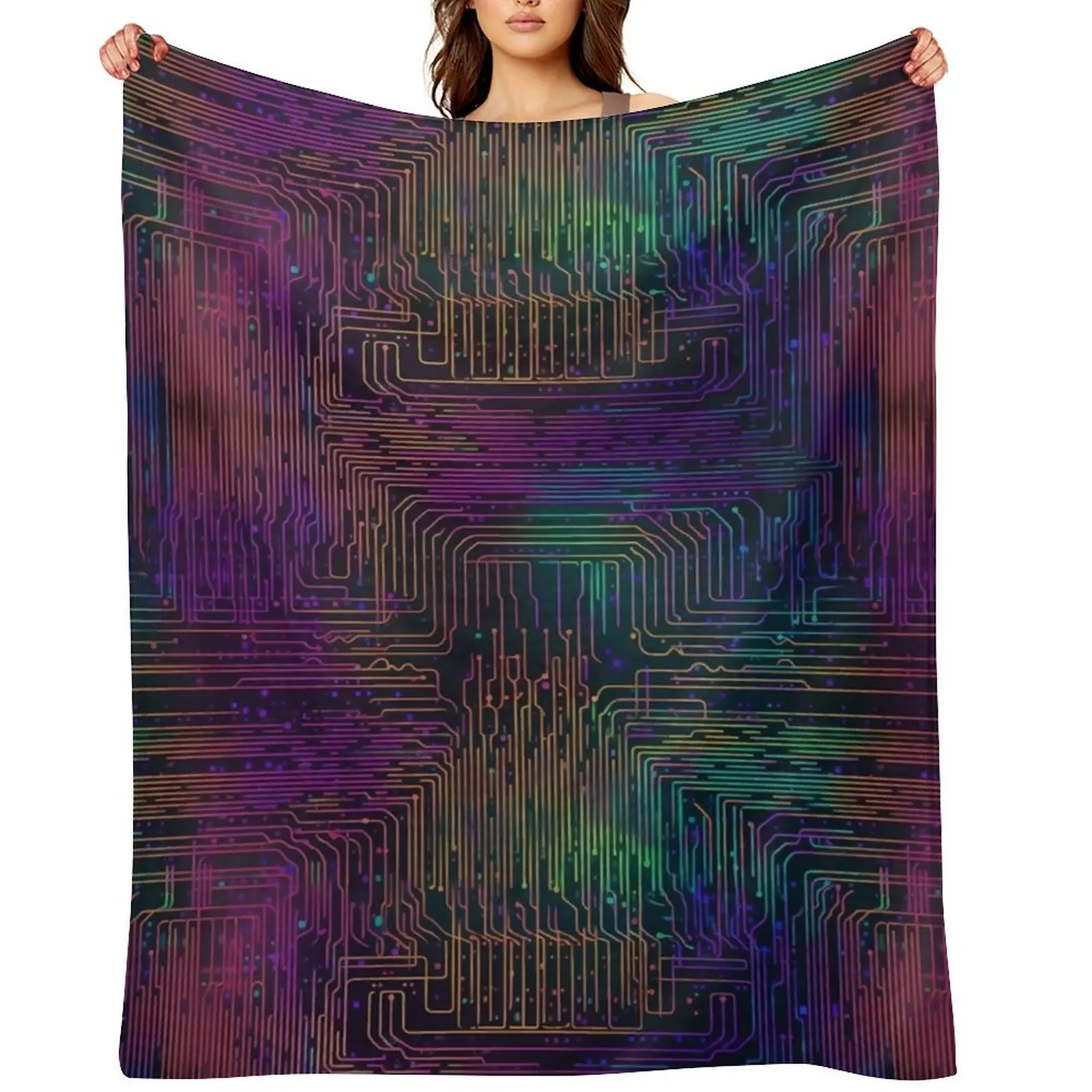 

Vaporwave Circuit Board Throw Blanket Vintage Flannels Nap christmas gifts Blankets
