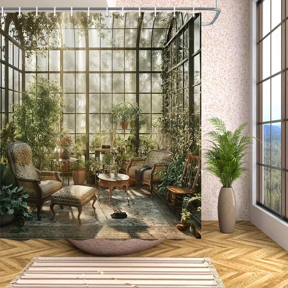 

[Занавеска для душа с цветочным рисунком] 1 шт. уличная занавеска для душа с цветочным садом — изготовлена из прочного полиэстера — доступна в нескольких моделях