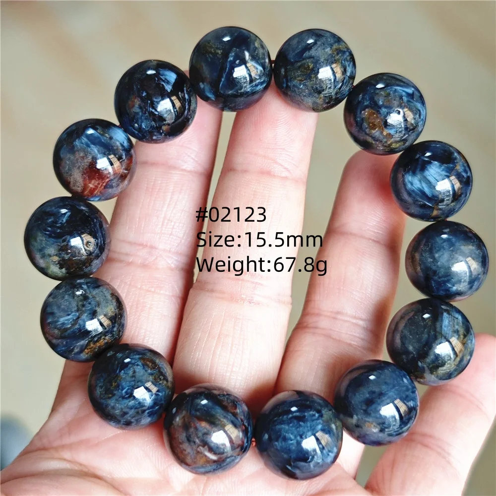 Natural Blue Pietersite Bracelet Women Men Beads Round Beads Chatoyant Cat Eye Fire Pietersite Namibia AAAAAA view 3