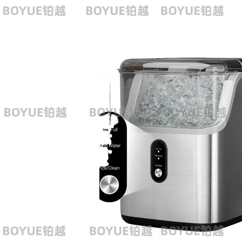 Countertop Nugget Ice Maker Machine Stainless Steel Soft Chewable Pebble Ice 40lbs Day Quiet Self Cleaning Mini for Home
