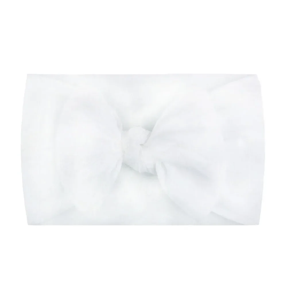 Baby Headbands Adjustable Big Bow Tie Hair Band Girls Solid Color Broadside Soft Headwear Elastic Hair Accessories