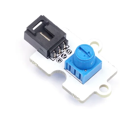 The blue potentiometer of the sensor has a programmable design for the three-wire port in the maker education kit. It operates a