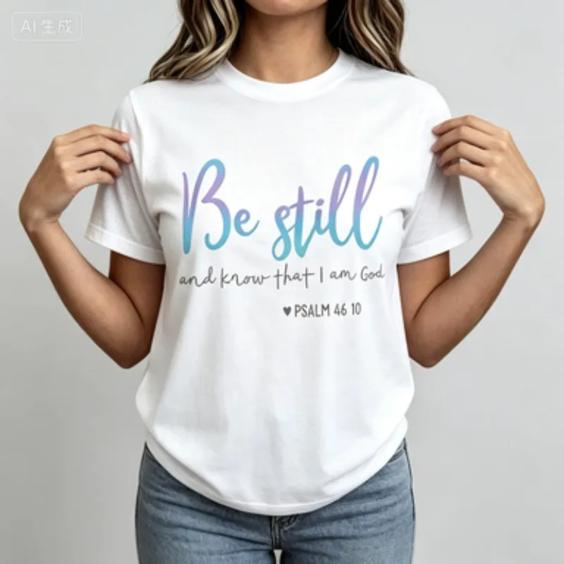 Women  Modal T‑Shirt Be Still Religious Scripture Letter Print Inspirational Faith Belief Standard‑Fit Casual Comfort Ladies Top