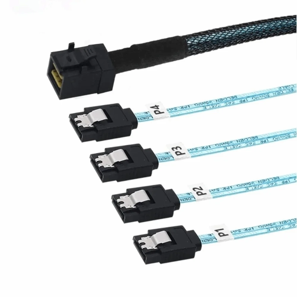 12G Speed HD Mini SAS Cable 1.0m Length 0.5m Length Internal SFF 8643 Converter 4 Ports SFF-8643 To SATA Adapter
