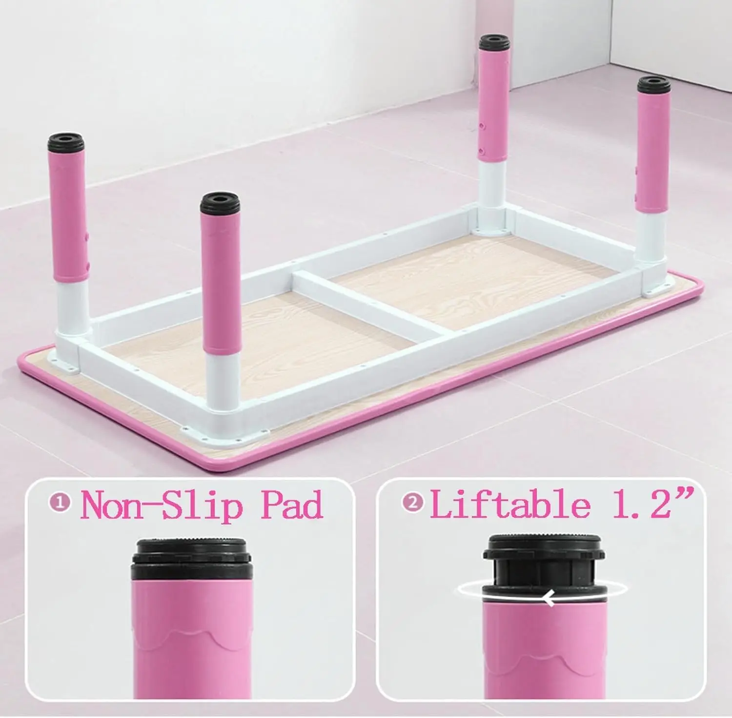 Kindergarten Kids Table and Chairs Set Toddler Height Adjustable Desk with Graffiti Desktop, Arts & Crafts Table with 6 Seats