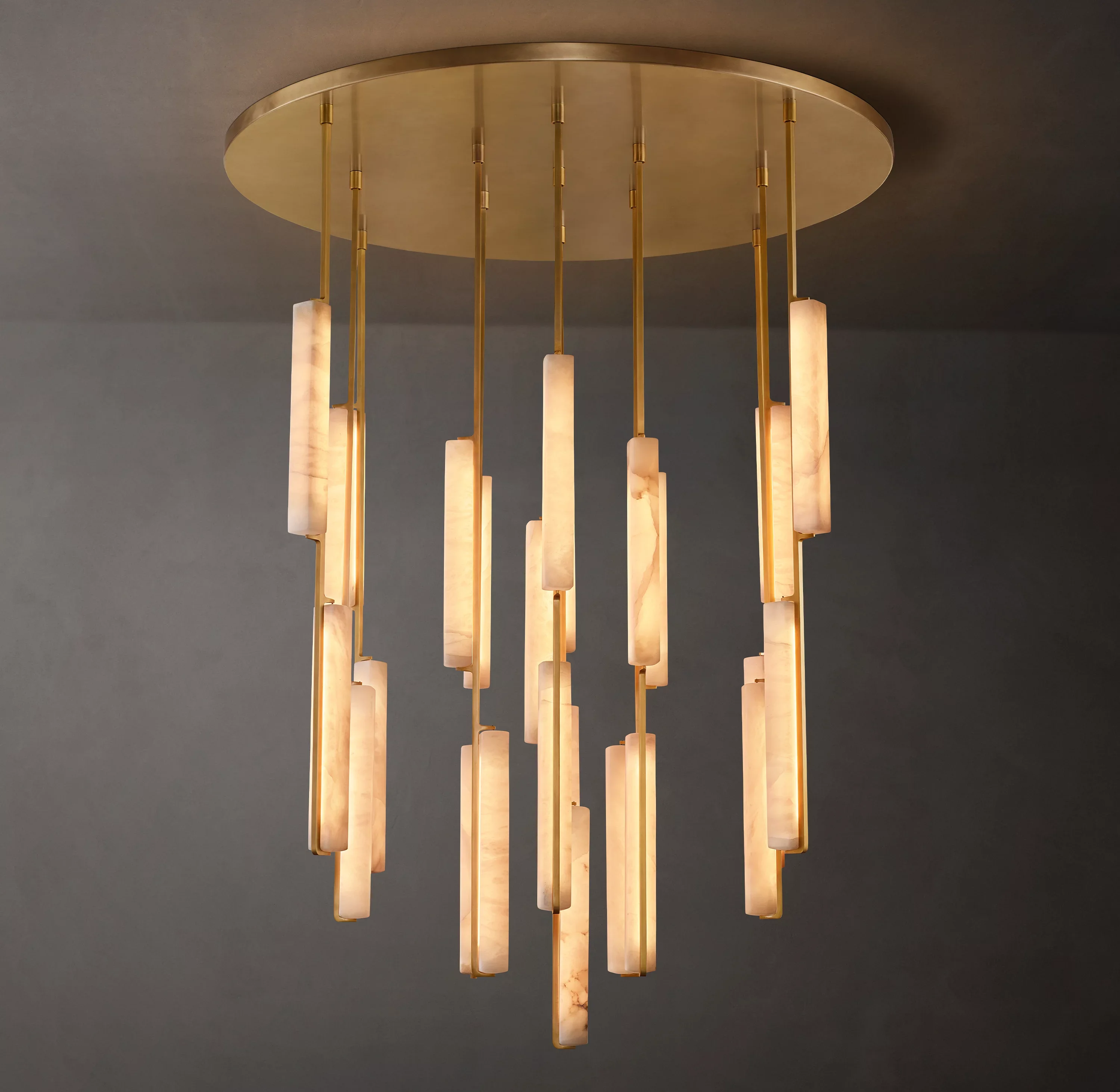 Vintage American Marble Series Brass Black Dimmable LED Chandelier Lighting Lustres Alabaster Para Sala Estar For Living Room
