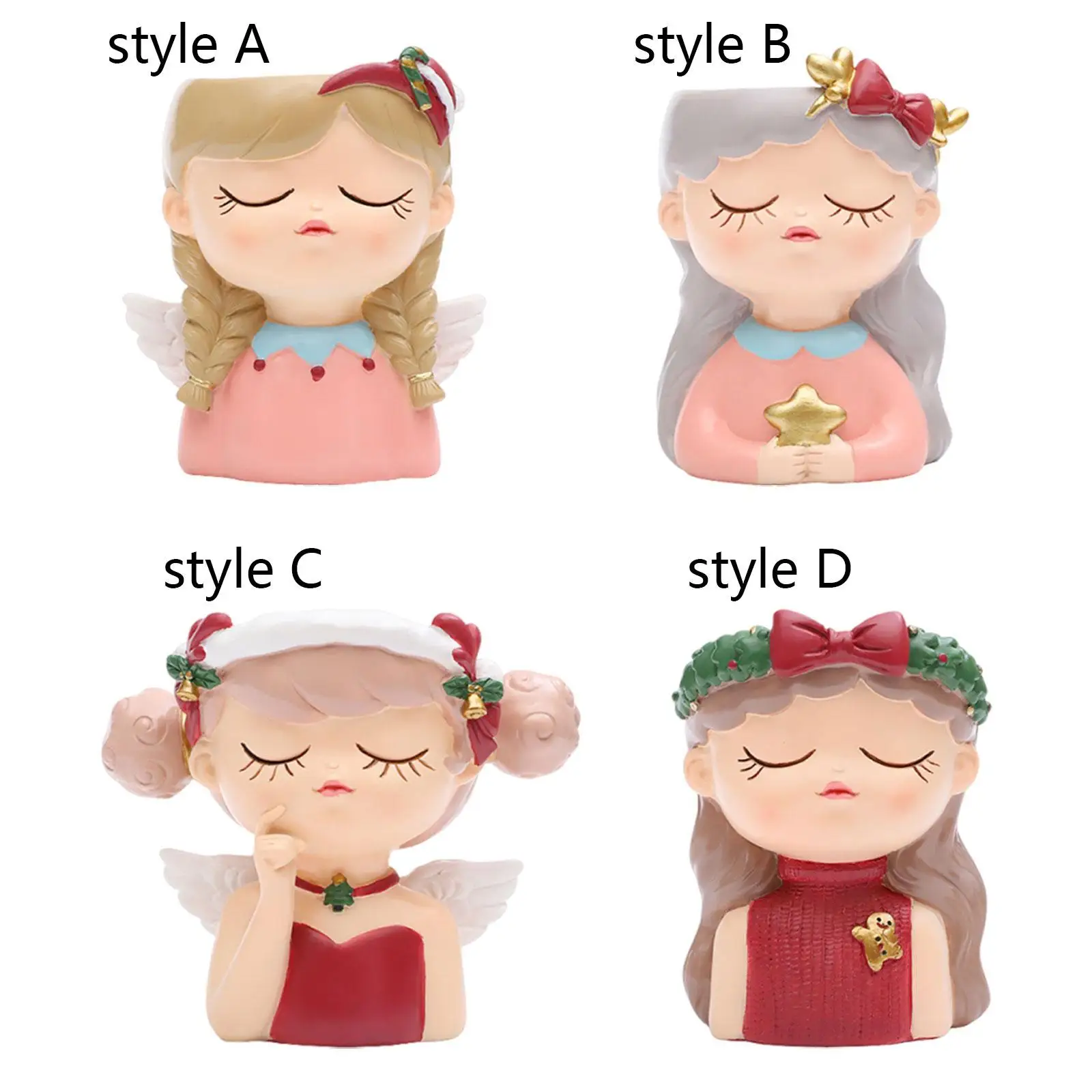 Girl Flower Pot Resin Non-slip Bonsai Decor for Kitchen Bookshelf