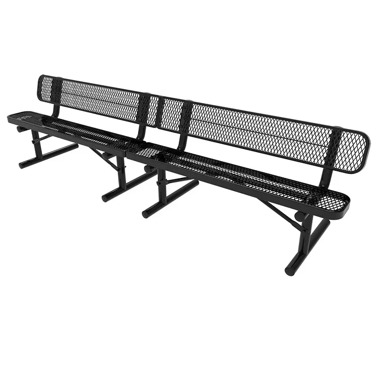Outdoor Modern Long Steel Bench Seat Outdoor Park Metal Bench Seat Outdoor Public Garden Courtyard Cast Iron Leg Back Bench