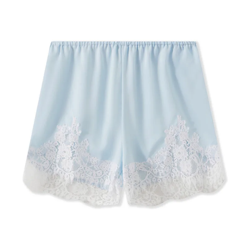 Y2k Women Silk Satin Shorts Lace Trim Patchwork Micro Mini Slip Shorts Low Rise Lingerie Pajamas Coquette Boxers Streetwear