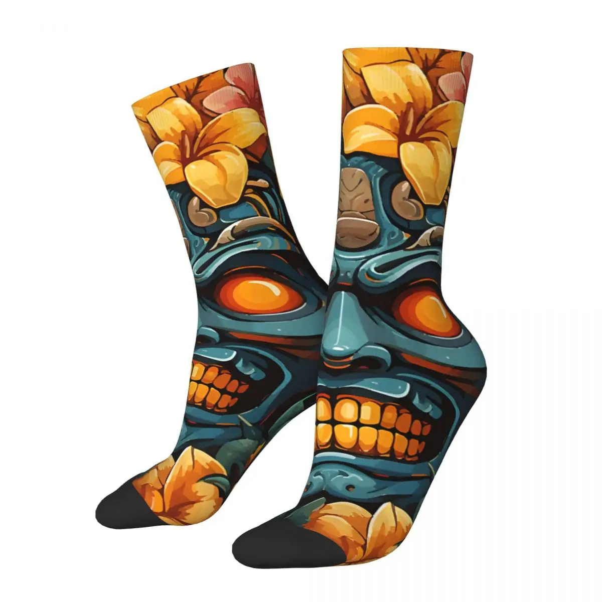 Crazy compression Tropical Vacation Spring Break Sock for Men Vintage Tiki Quality Pattern Crew Sock Novelty